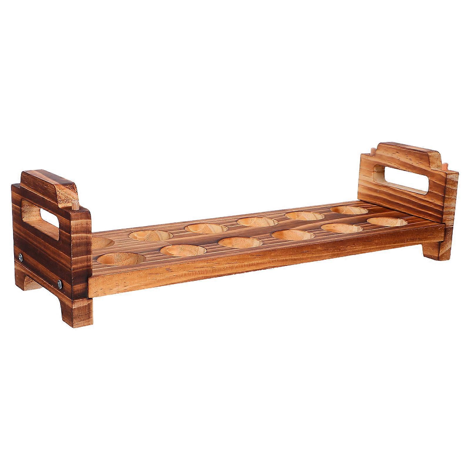Brown Wooden Egg Holder for Storage 1Set Stackable Egg Tray Kitchen Use