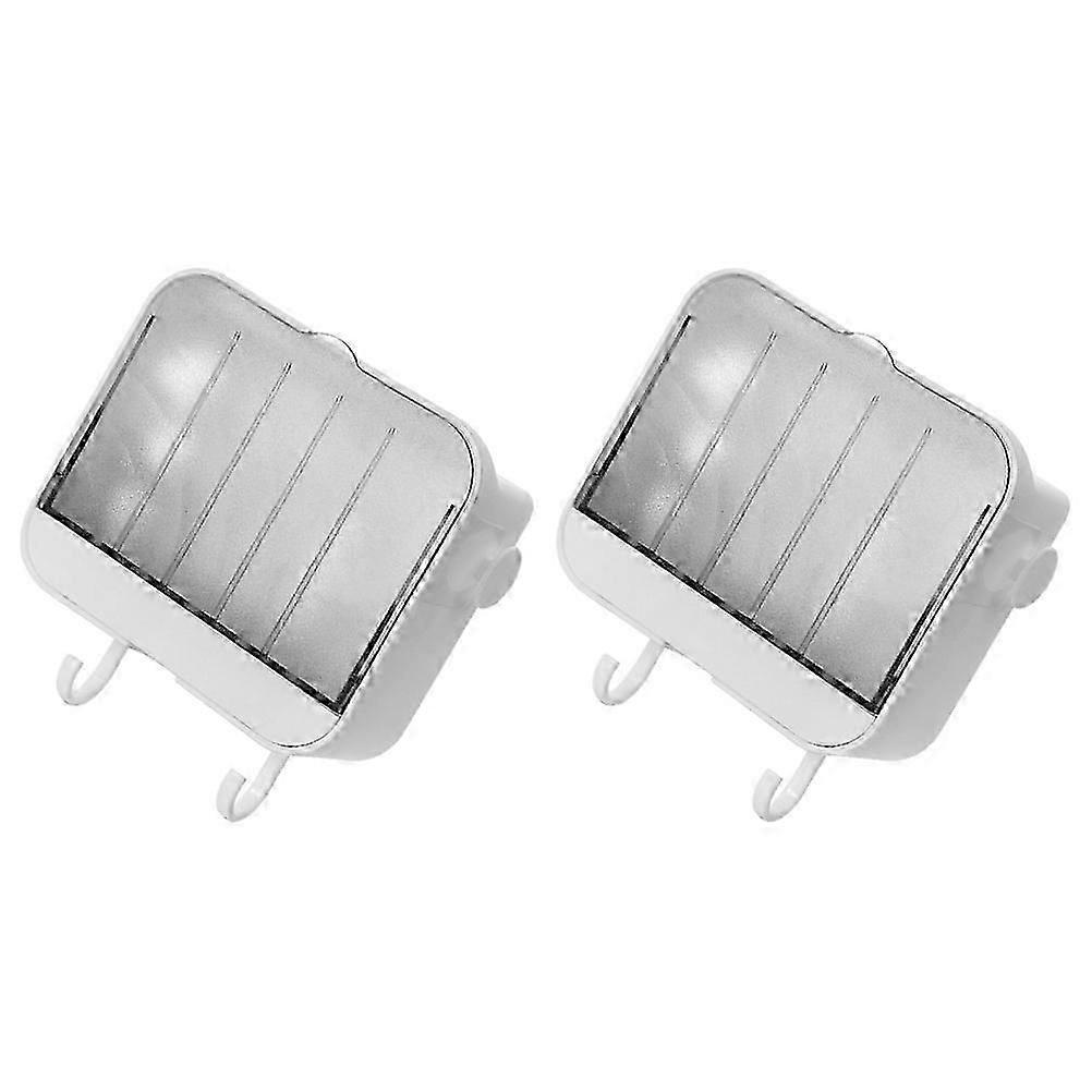 Wall Mounted Soap Holder for Storage Use with Hook 2Pcs Plastic Soap Dish