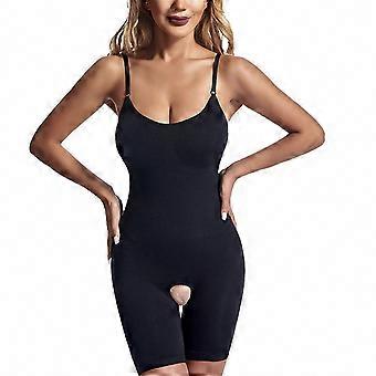 Verstelbare bodysuit voor dames met open kruis, buikcorrectie en billenlift voor een figuurcorrigerend effect en slankere dijen in zwart.