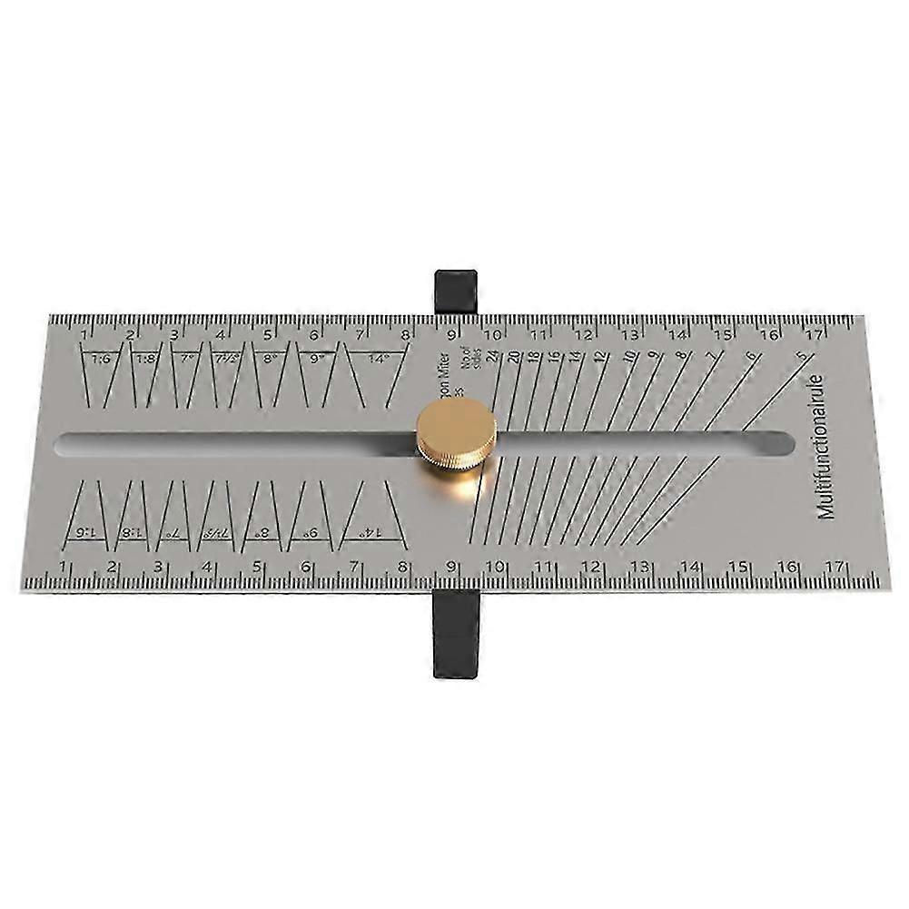 Woodworking Scribe Ruler Multi-Function Square Ruler Marking Gauge-Carpentry Measuring Layout Tool Adjustable Tilt Gauge