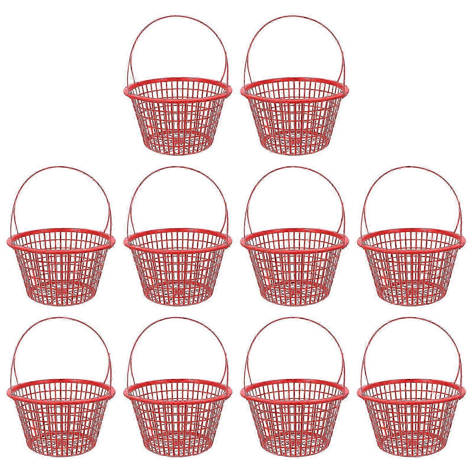10Pcs Mini Plastic Picking Basket for Fruit Round Containers