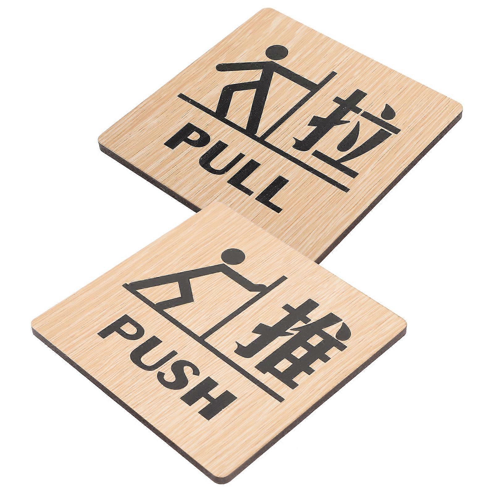 2pcs Pull Push Türschilder Holz Eingangstür Pull Push Schilder Anzeigezeichen