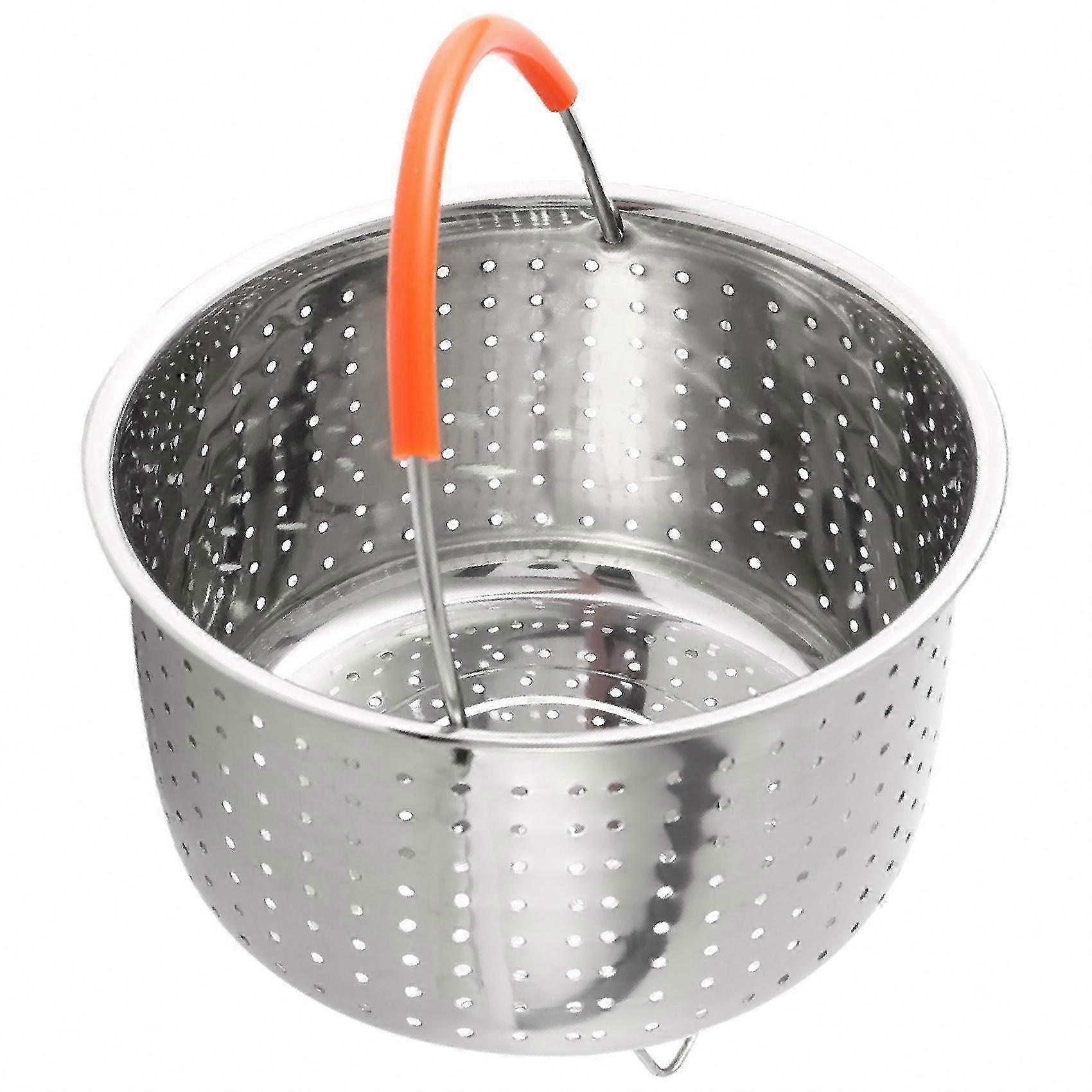 Silicone-handled stainless steel steamer insert