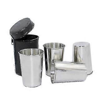 150ml Stainless Steel 4pcs Outdoor Wine Glass Cup Bag Portable Stackable Mugs