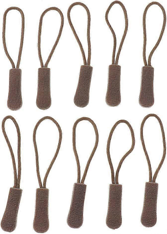 10Pcs Replacement Zipper Pulls Orange Zipper Pull Cord Extender, Brown