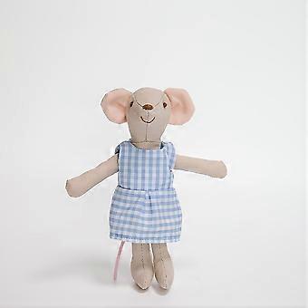 Strikket musehånddukke, søt minidukke i nordisk stil med rutete kjole, pedagogisk rollespillleke for barn, jule- og halloween-gave