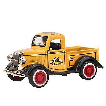 Voiture jouet en alliage  tirer, modle de camionnette moul sous pression, jouet sonore et lumineux (jaune)
