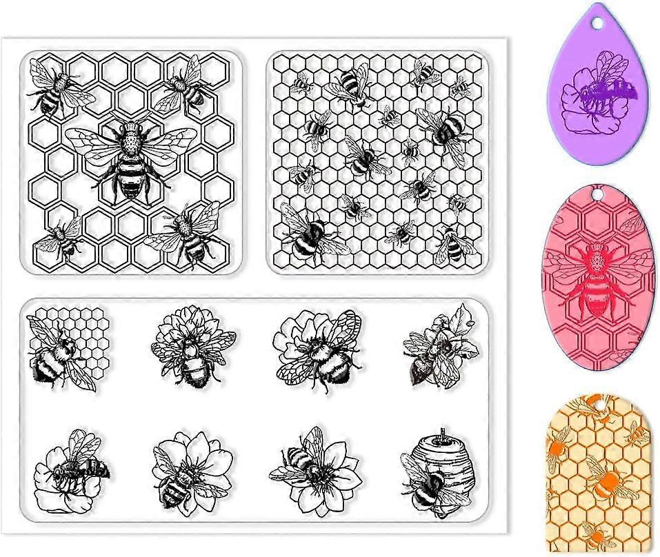 Polymer Clay Texture Sheets Bee Pattern Polymer Clay Texture Mat Insect Silicone Mat Silicone Molding Pattern Sheets for Pottery