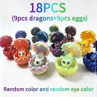 18 Pcs Fantasy Dragon Egg Toy Set, Openable Gradient Dragon Figures with Adorable Eyes, Movable Figurine for Home Car Desk Decoration