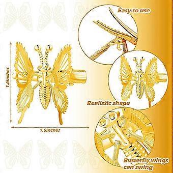 Haarspangen Zubehör 3D Niedliche Clips Pins Gold Silber Metall Beweglicher Schmetterling Kleine Klaue Winziger Clip Hochzeit Für Frauen und Mädchen (12 Stück, Silber + Gold)