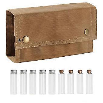 Outdoor Camping Spice Bottle Set 9-Piece with Storage Bag Compact Lightweight Durable Design Ideal for Travel or Hiking Includes Carry Case Khak 26-27