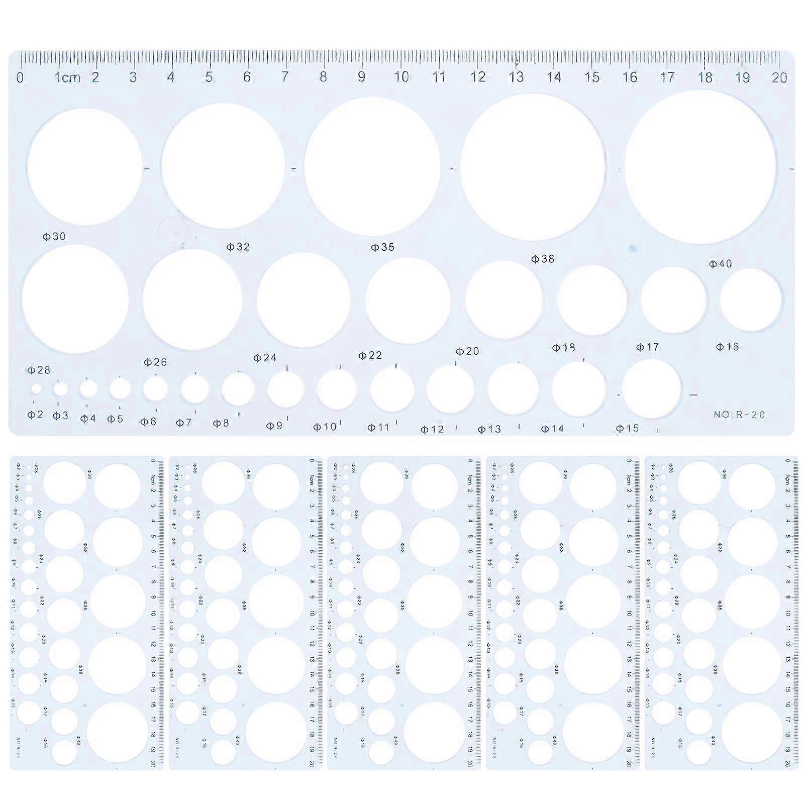 Blue Plastic Drawing Stencils Geometric Ruler Tool compatible with Students 6Pcs