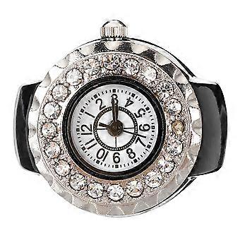 Diamond Ring Watch Stylish Ring Watch for Decor Black Stainless Steel