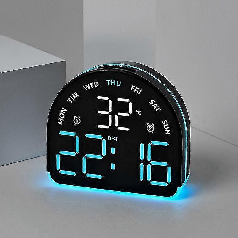 LED ambient light electronic clock, multi-functional alarm clock, home lighting, table clock, temperature display, multiple alarms 5525522 white shell