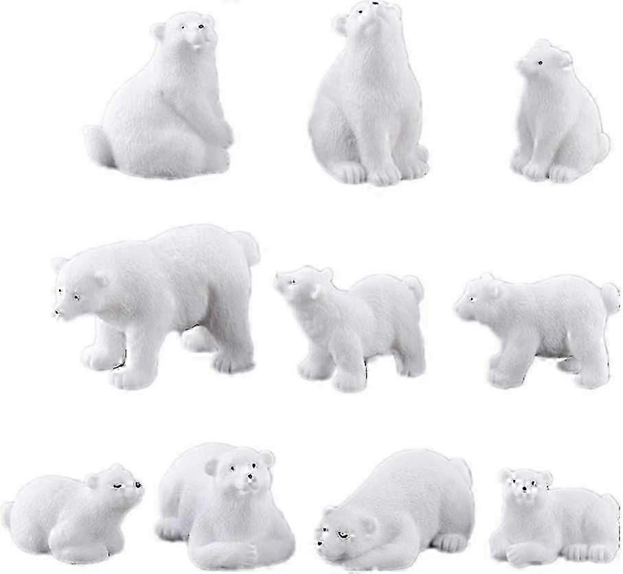 10pcs Mini Polar Bear Figurines