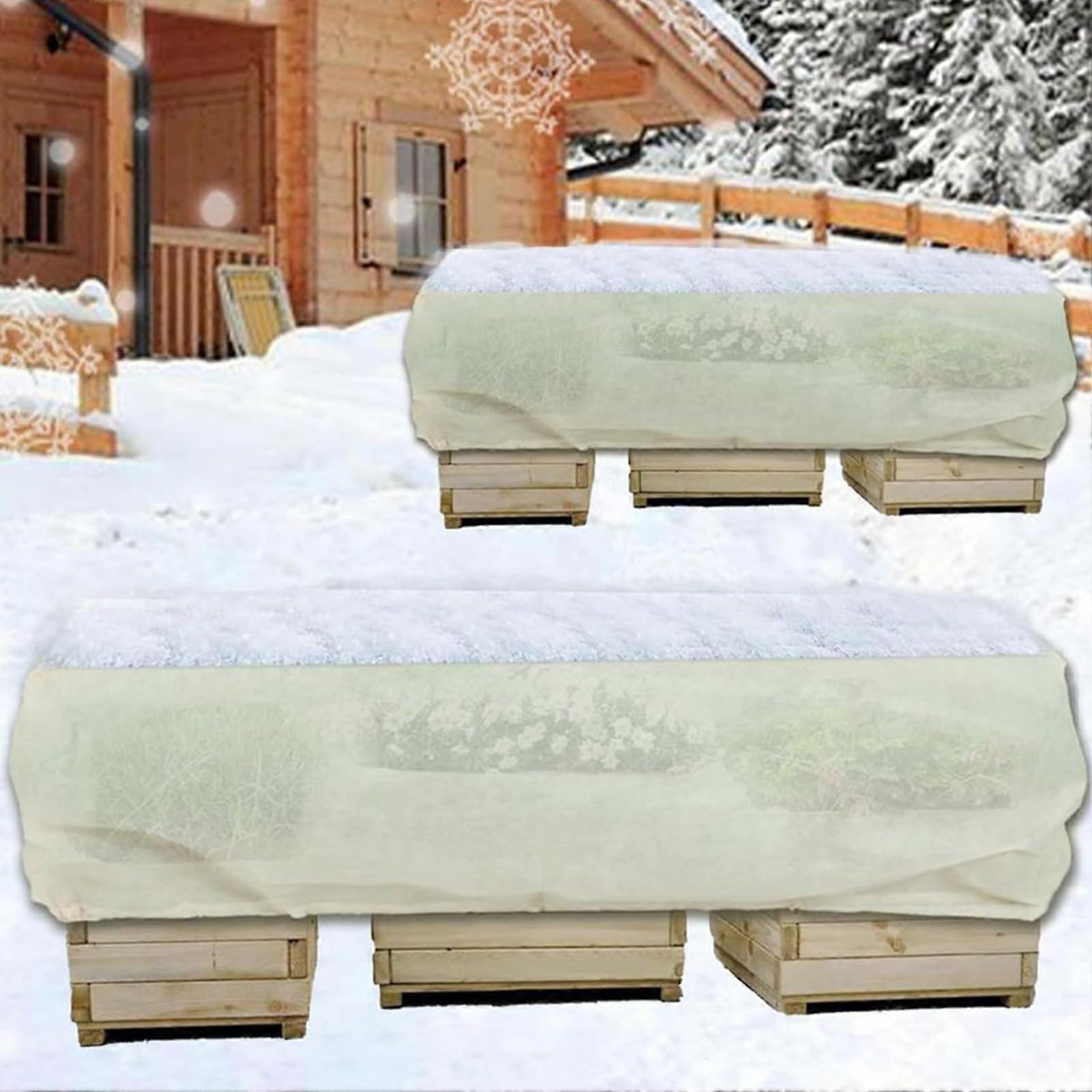2 Pack Raised Garden Bed Covers, Rectangular with Drawstring, Plant Covers for Winter Protection