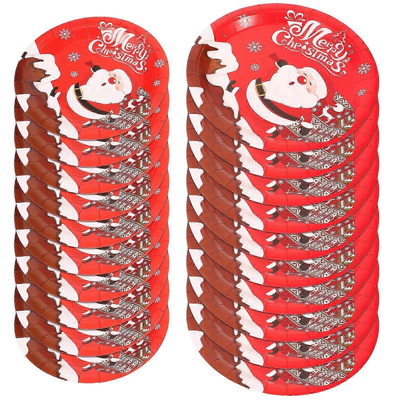 20Pcs Red Christmas Style Cake Plates compatible with Party Multi-Function Use