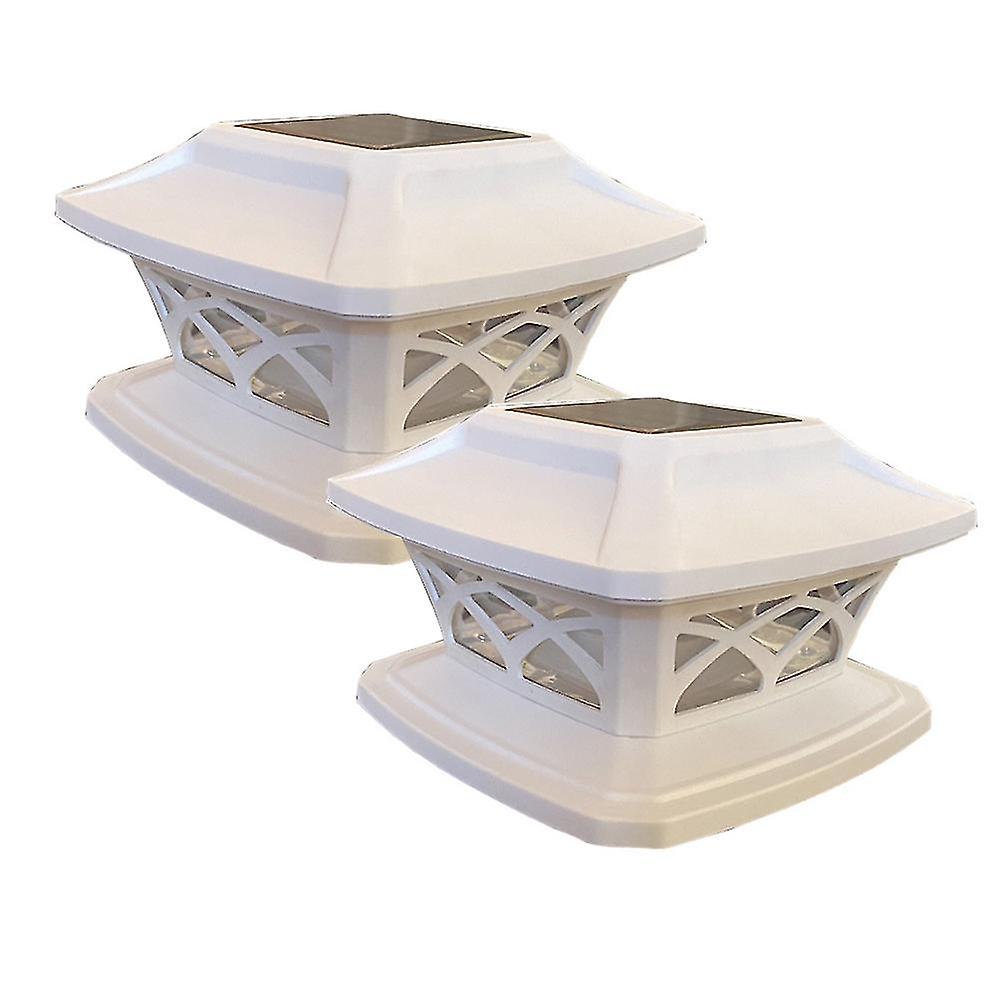 Piao 2 Pack Solar Fence Post Lamp Post Head Light Garden Light Post Light