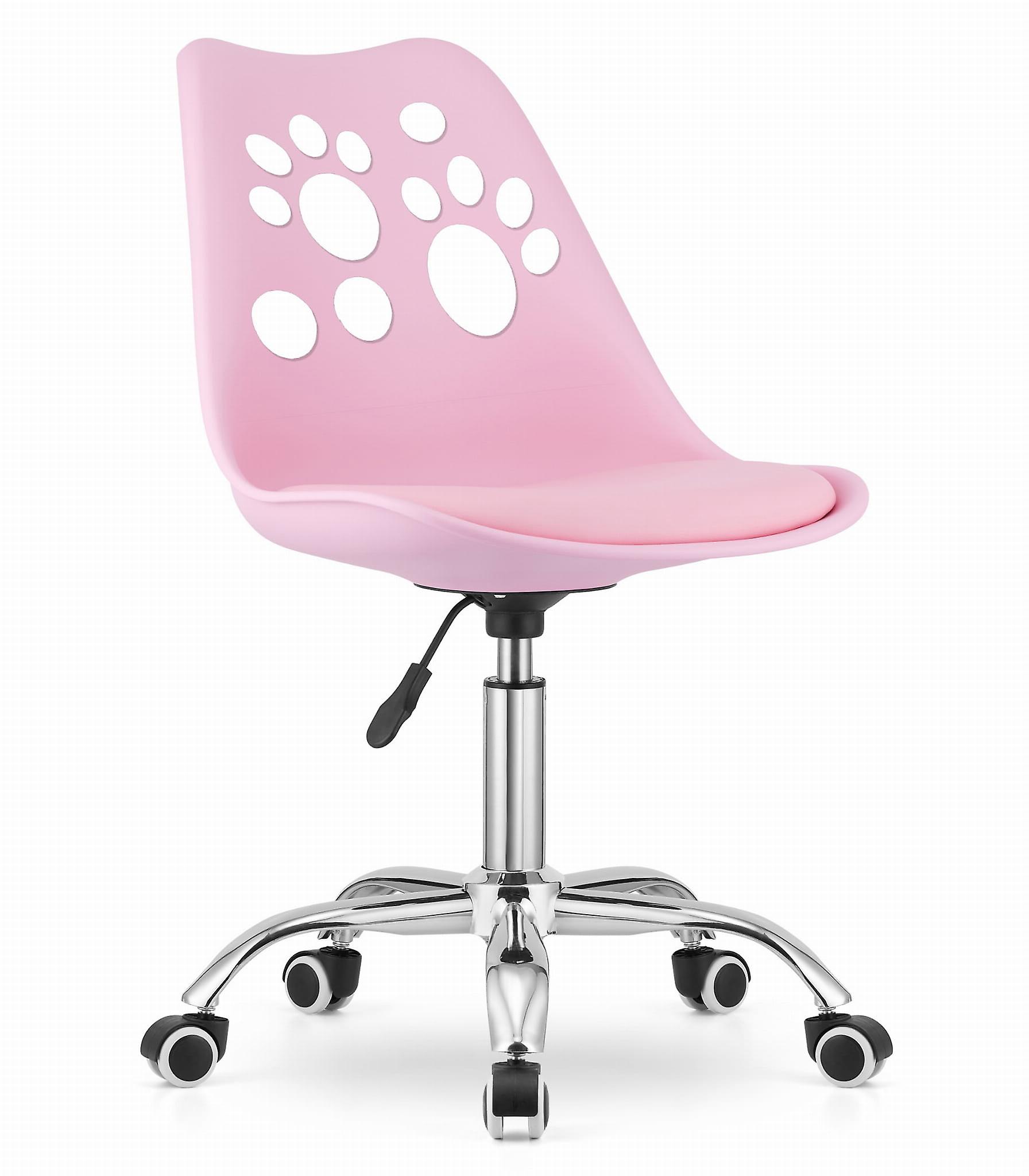 Children's office chair PRINT - height adjustable - pink