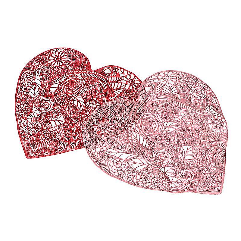40X38x0.2cm Assorted Color Tablecloths 2pcs Heart Shape Placemats Valentine's Placemats Pvc Placemat
