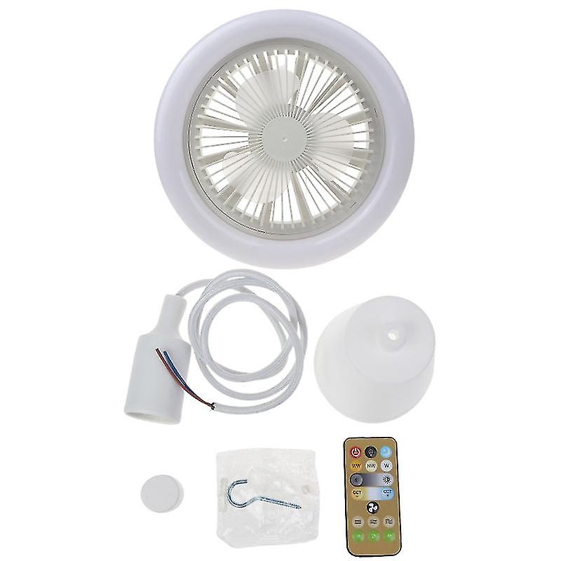 26cm Round Remote Control Ceiling Fan With E27 30w Led Lamp 1/2/4 Hour Timer Hanging Fan Home Bedroom Office Air Cooling Fan