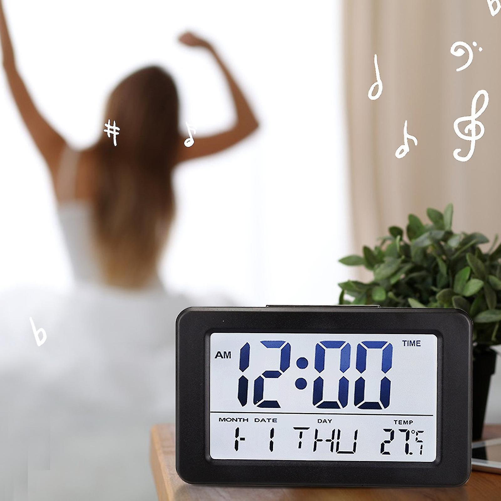 Smart Night Light Digital Alarm Clock With Indoor Temperature Operated Desk Small Clock