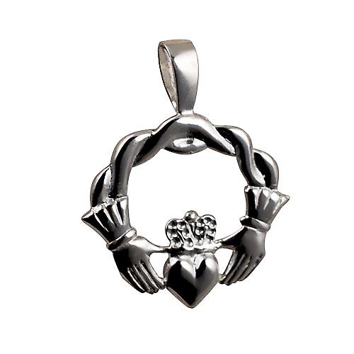 Silver 27x30mm twisted cord top Claddagh Pendant