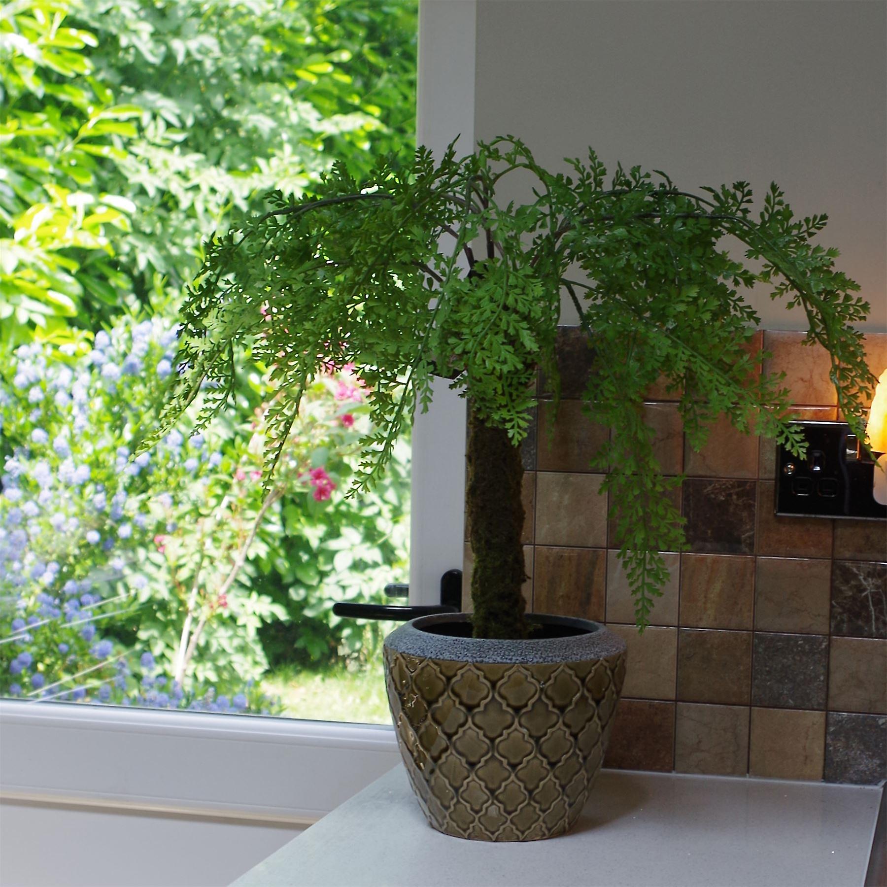 55cm Mini Artificial Fern Tree with Black Pot