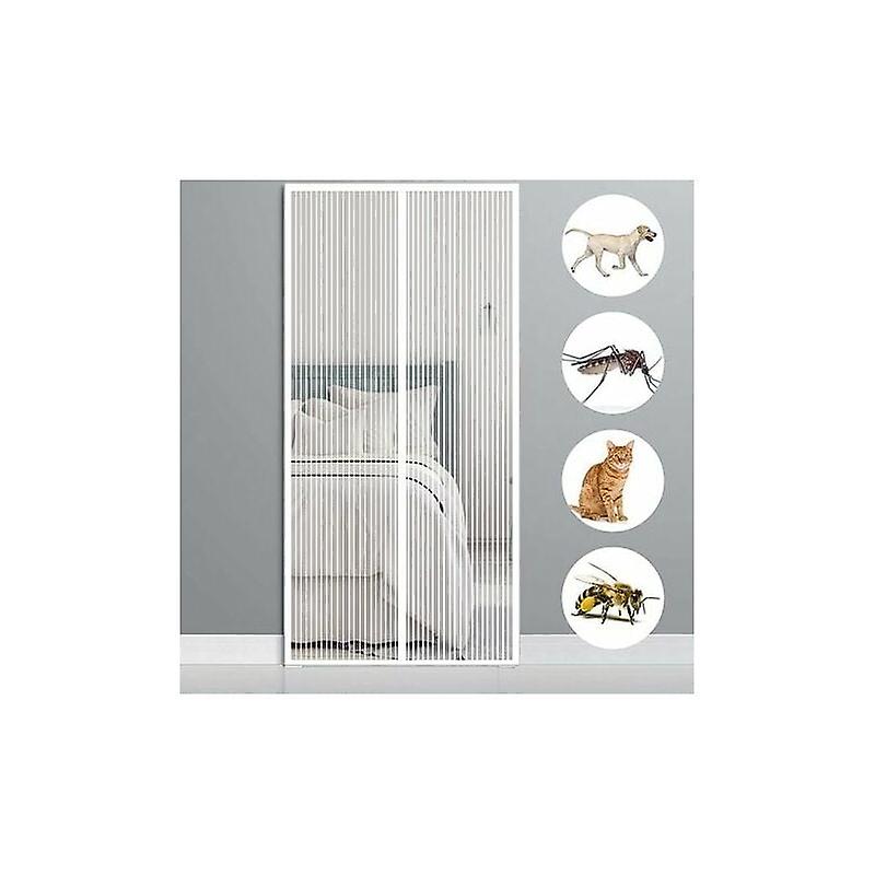 Magnetic Curtain for 150x220cm(59x87inch) Fly Curtain Doorway Mosquito Net for Hallways, Doors for Indoor/Patio Front Door, White