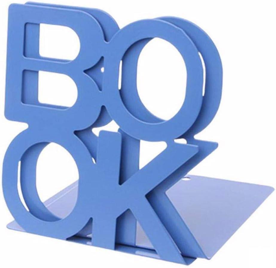 L-Shaped Non-Slip Metal Bookends for Desk Organizer - Blue Color, Sturdy Design, Ideal for Home or Office Use