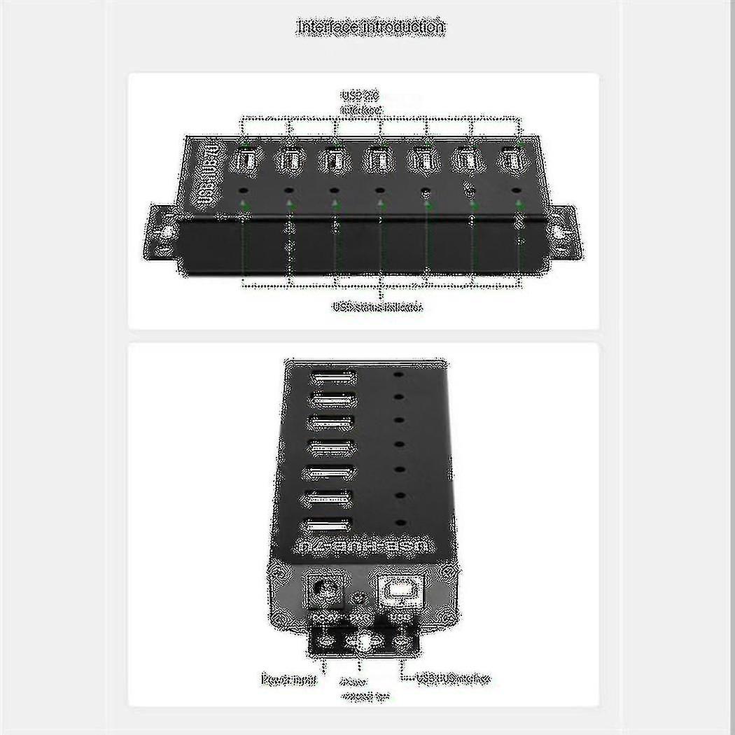 Industrial Grade 7-port Usb Hub Usb2.0 Multi Interface Hub Docking Station Converter Expansion Adap