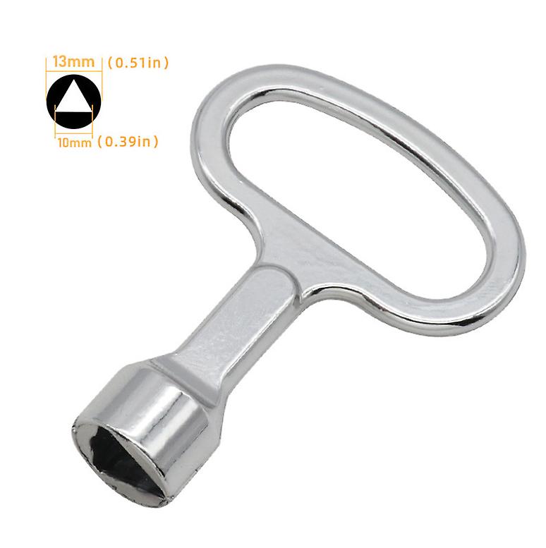 Metal Triangular Wrench Meter Box Key Silver Socket Triangle Wrench，10mm Triangle Distribution Cabinet Wrench