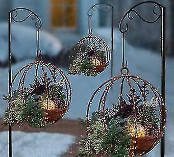 Artificial Christmas Hanging Basket Flocked With Mixed Decor Led