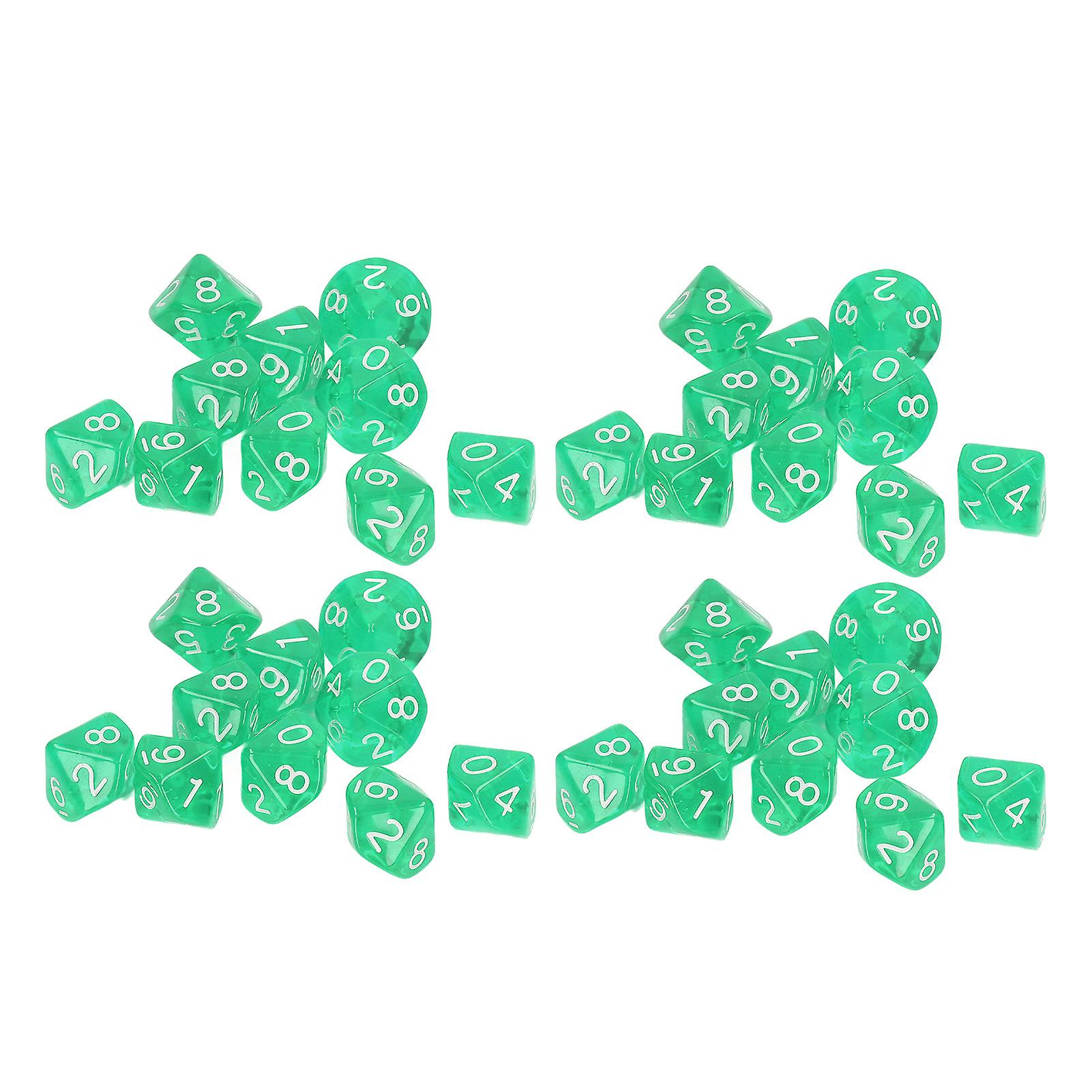40 PCS Green 10-Side Number Dice Set for Board Games & Teaching