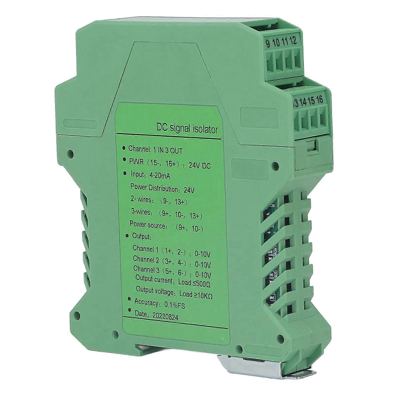 Current Signal Isolator Transmitter 1 In 3 Out DC Signal Conditioner Current Voltage Transmitter for PLC Detection DC24V 0-10V