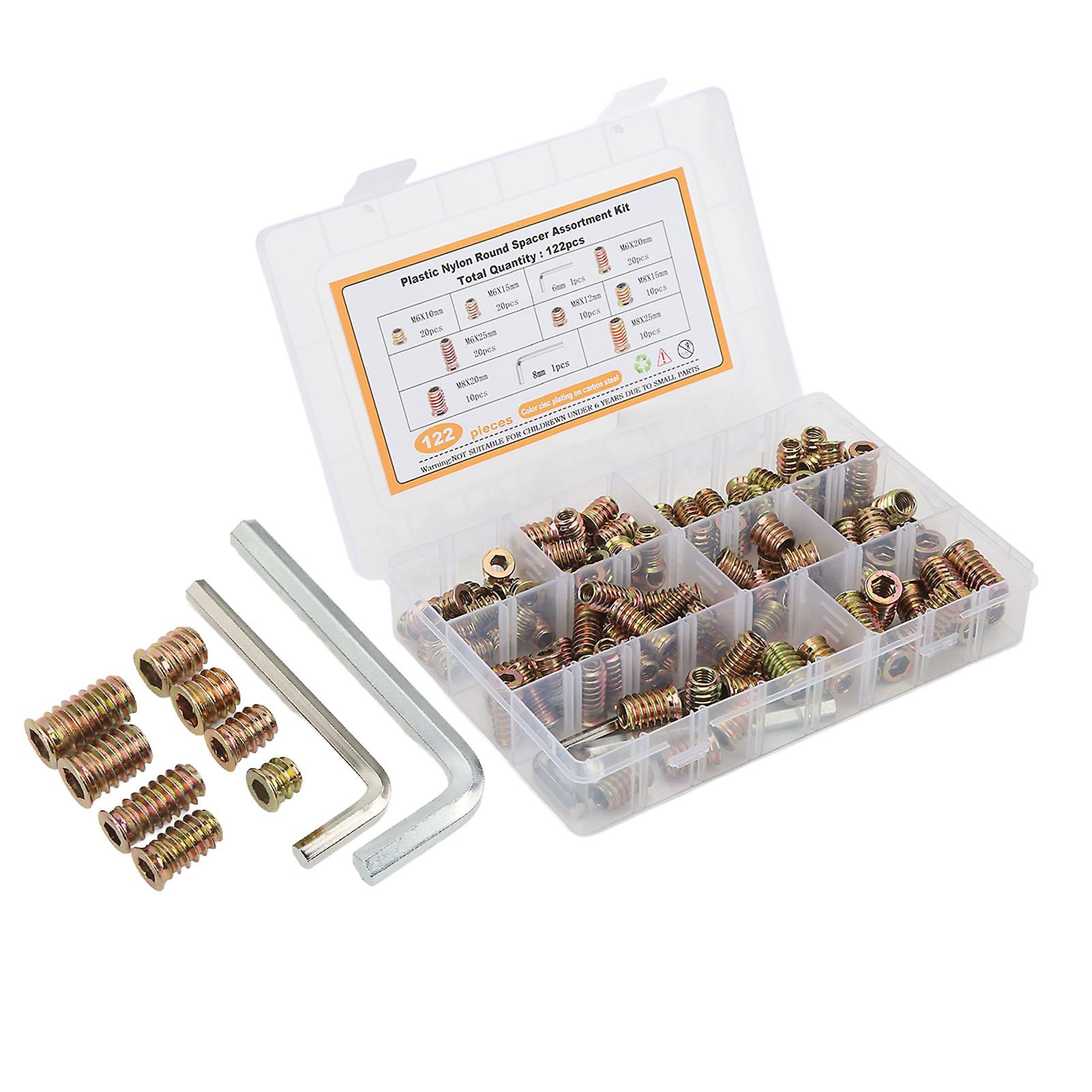 122PCS Metric Threaded Insert Carbon Steel Galvanized Female Male Thread Furniture Bolt for Closet
