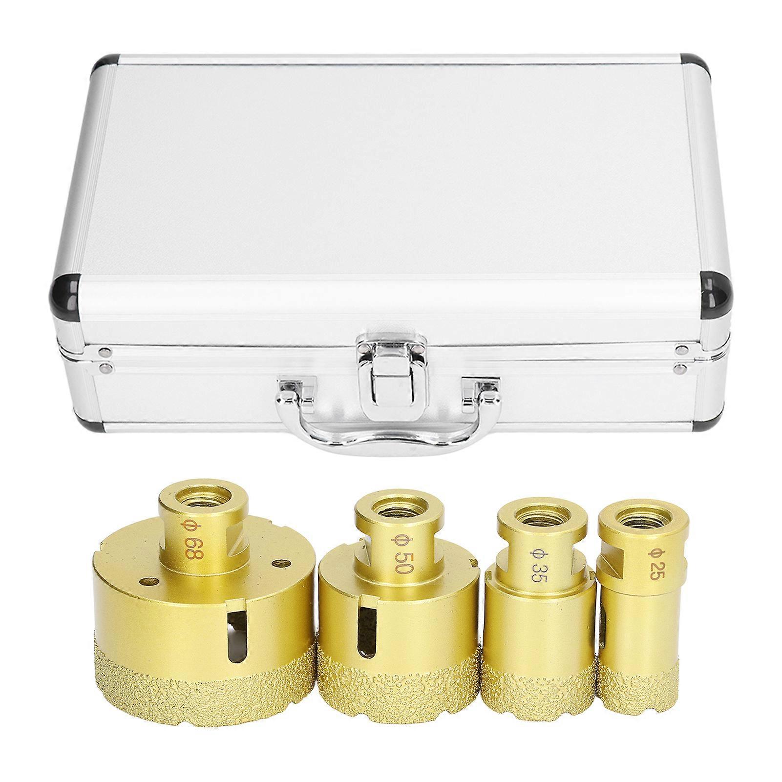 Brazed   Hole Saw Kit,  Core Drill Bit Set Uniform Coating M14 Large Torsion 4Pcs High Bearing Capacity for Ceramics