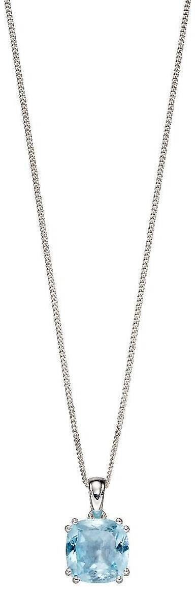 Elements Silver Cushion Topaz Pendant - Silver/Blue