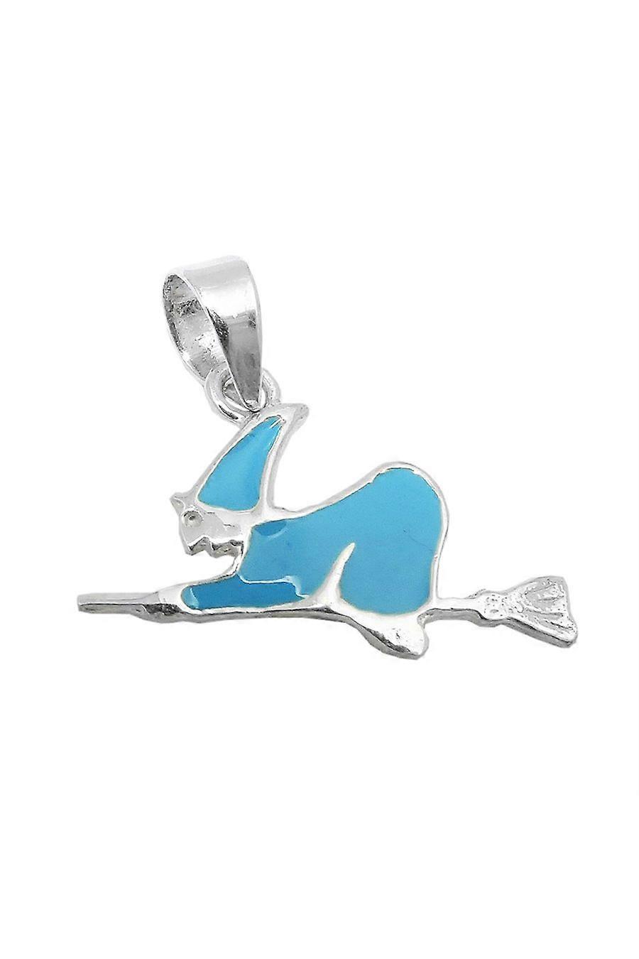 Pendant Witch Blue Enameled Silver 925 - Gl93573