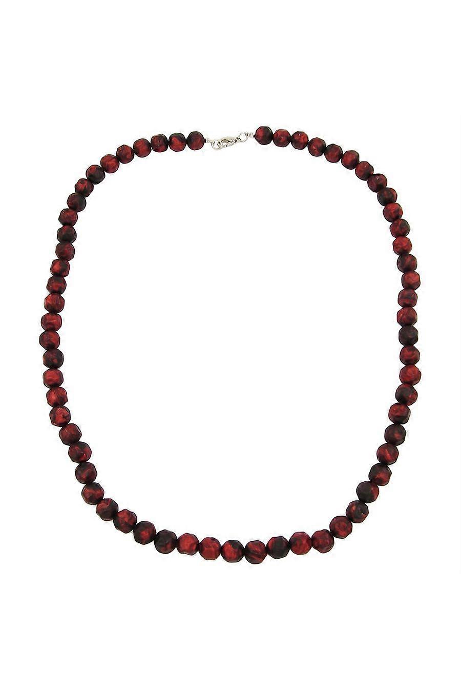 Necklace Baroque Beads 10mm Red/black Marbled - Gl02147