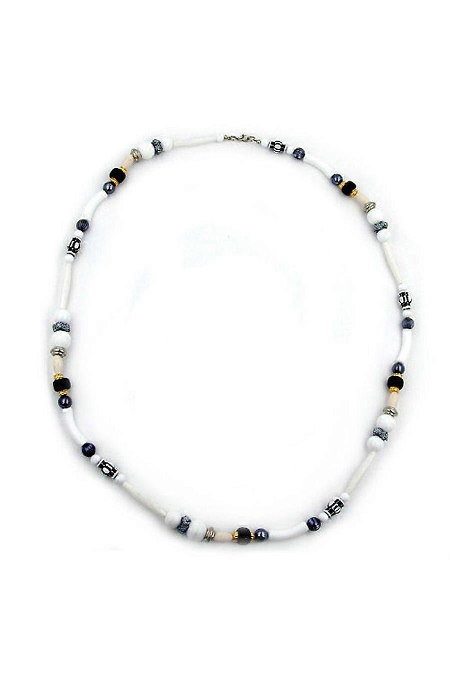 Necklace Beads White-black-grey 75cm - Gl04227