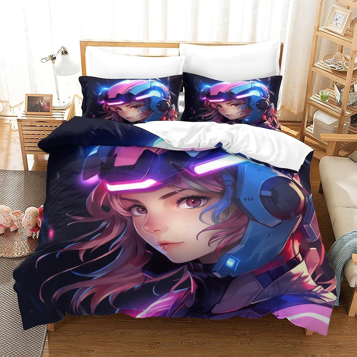 PGtaa Hjälm Flicka Påslakan för pojkar,Flickor Yttre rymden Täcke,Sängkläder Set Barn Tonårsrum Inredning Sängöverkast,3D Sängkläder med dragkedja King