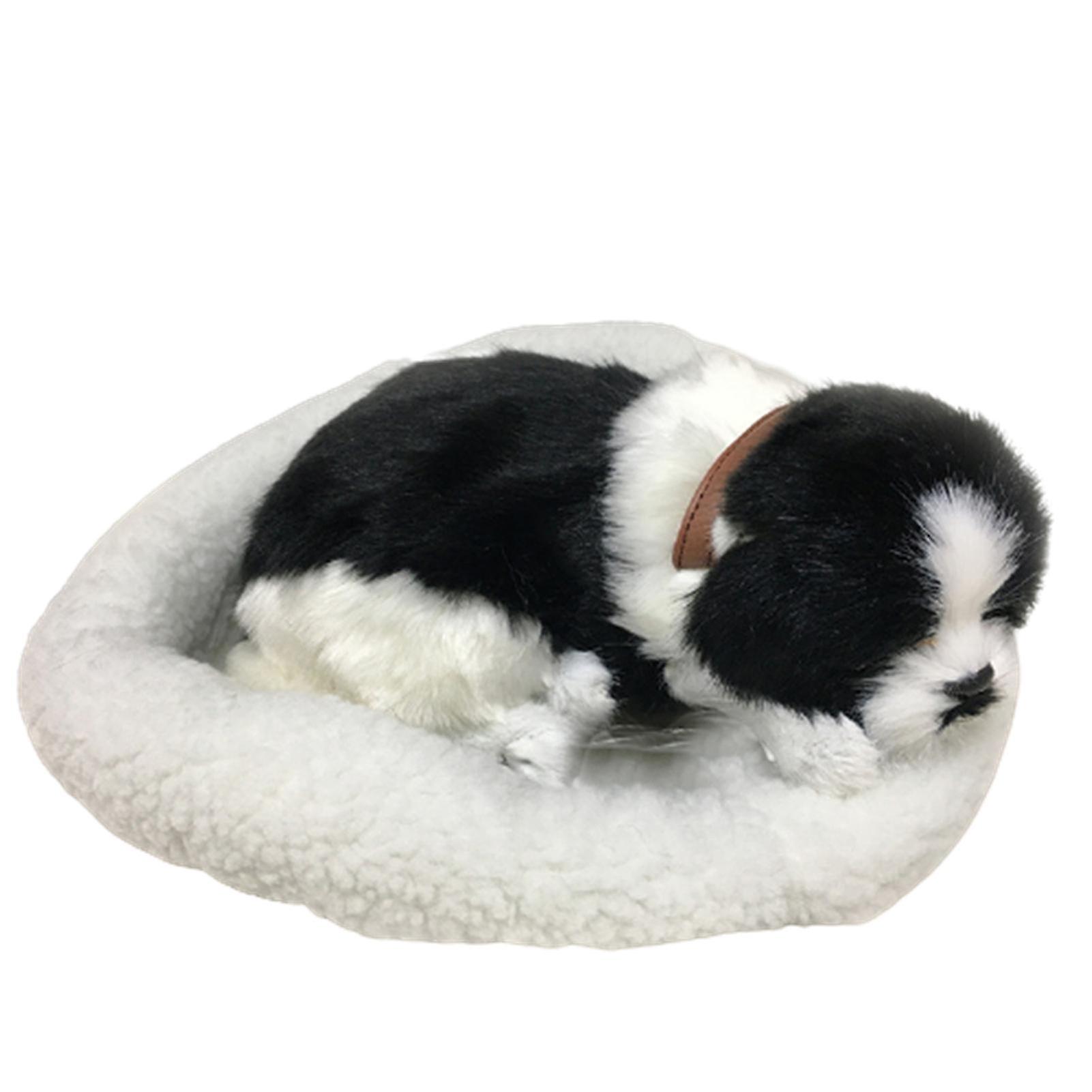 Cute Simulation Sleeping Cat/Dog Plush Doll with Nest Breathing Fluffy Cat/Dog