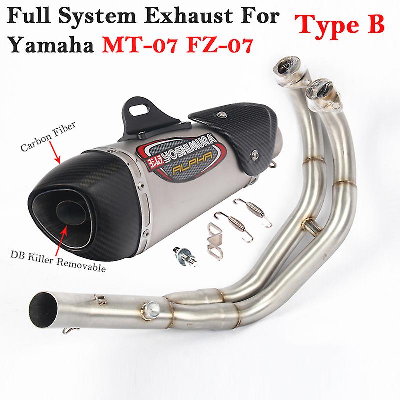Volle System Motorrad Yoshimura Auspuff Flucht DB Mörder Für Yamaha MT-07 FZ-07 Ändern Slip-auf Front Link Rohr Carbon schalldämpfer