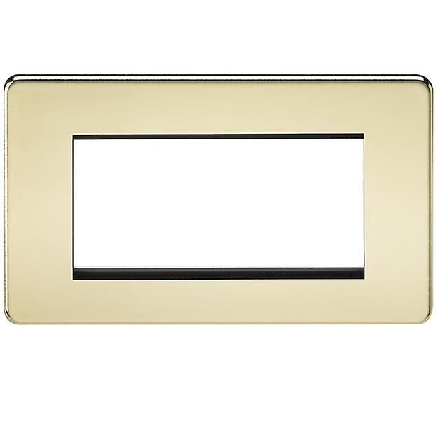 Knightsbridge Screwless 4G Modular Faceplate - Polished Brass - SF4GPB
