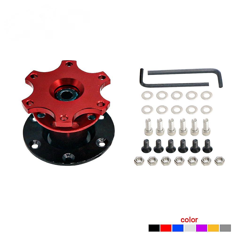 6 Hole Steering Wheel Quick Release Hub Racing Adapter Included Accessories - Red (One Piece)