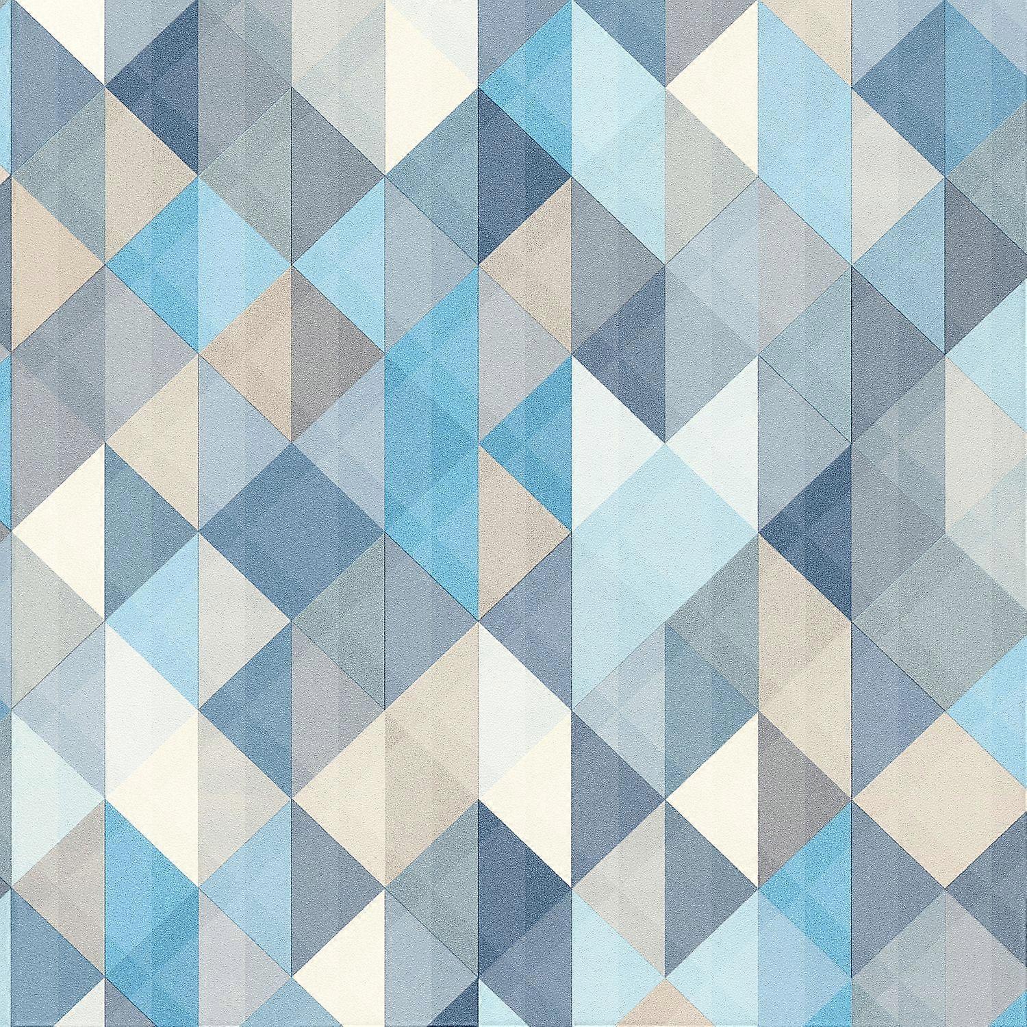 Graphic non-woven wallpaper wall Profhome 367863-GU slightly textured with graphical pattern matt blue grey beige
