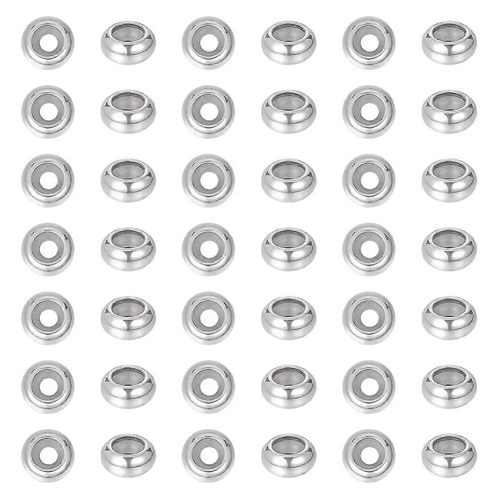 201 Stainless Steel Beads with Rubber Inside Slider Beads Stopper Beads Rondelle