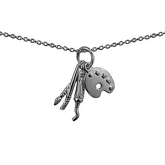 Three Silver 15x9mm Artist´s Charms a paint board,...