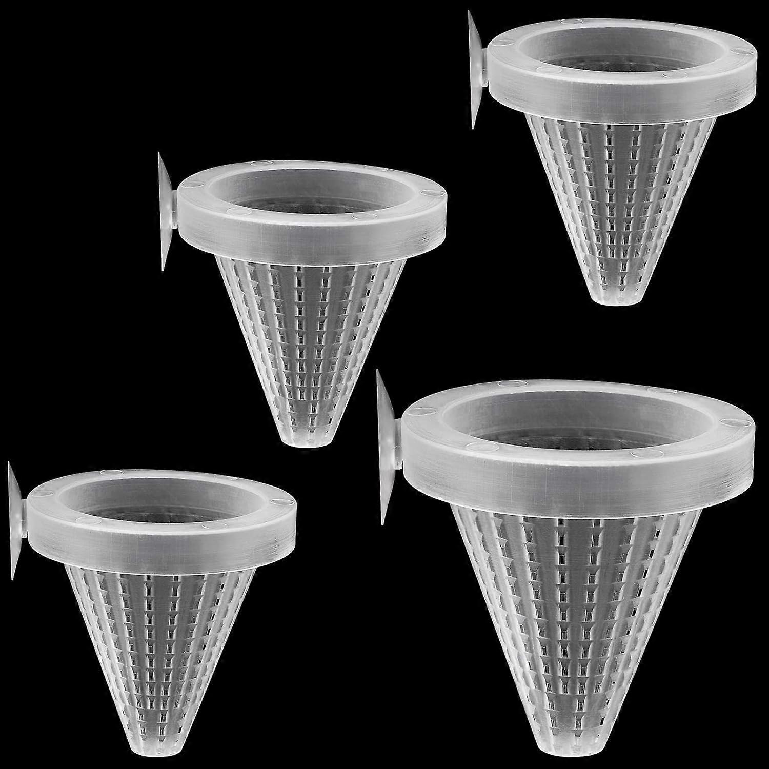 4PCS Aquarium Leak Feeder, Live Red Worm Fish Feeder Plastic Conical